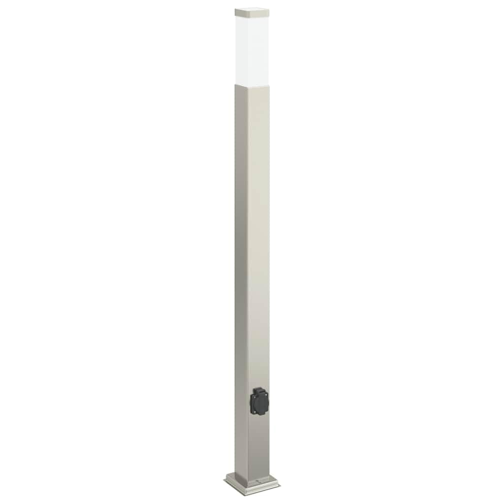 Lampa słupkowa ze stali nierdzewnej, 3 sztuki, 110 cm, stopień ochrony IP44 i zintegrowane gniazdko do ogrodu, na taras, oświetlenie zewnętrzne z dyfuzorem i oprawą E27