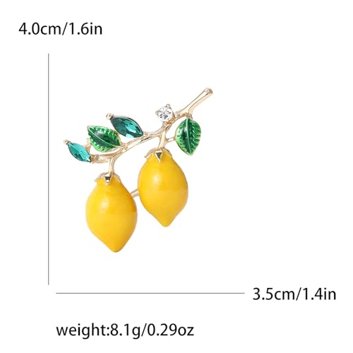 Image of Dreuyet Rhinestone Lemon Brooches for Women Men Crystal Elegant Yellow Fruit Lemon Brooch Pin Dainty Cute Christmas Wedding Birthday Summer Holiday Accessories