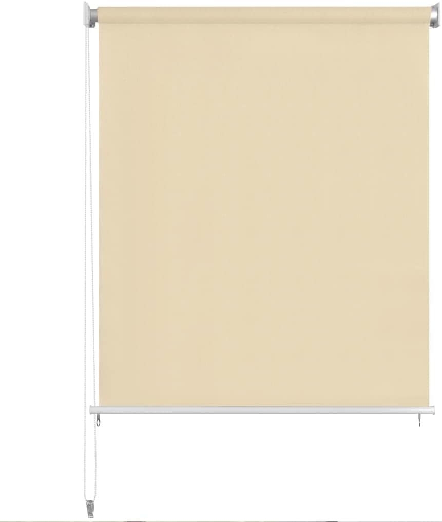 Outdoor Roller Blind 55.1"x90.6" Cream, HDPE Sun Shade for Balcony & Patio, Light Filtering, Easy Install, UV Protection, Weather Resistant