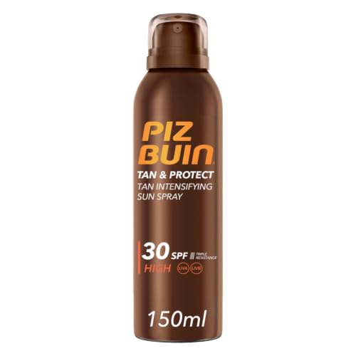 PIZ BUIN Tan & Protect Intensificatore dell'Abbronzatura SPF 30, Crema solare spray abbronzante corpo con Illumitone, Protezione solare spray SPF30 con filtro solare UVA/UVB, 150 ml