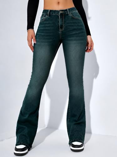 Image of Ben Martin Women's High Waist Jeans || Flared Bell Bottom Bootcut Pants || Wide Leg Stretch Denim - Perfect for Travel, Party & Everyday Use - Sizes 26-40 (1)