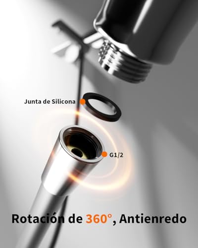 Manguera de ducha 2m de silicona gris Cobbe para flexo universal G1/2 7