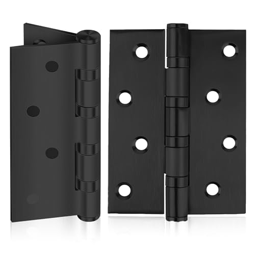 MSC 4 Inch Heavy Duty Door Hinges Stainless Steel Hinges for Wood Internal Doors Rust-Resistant Silent Operation Chrome Finish with Screws Black (2)