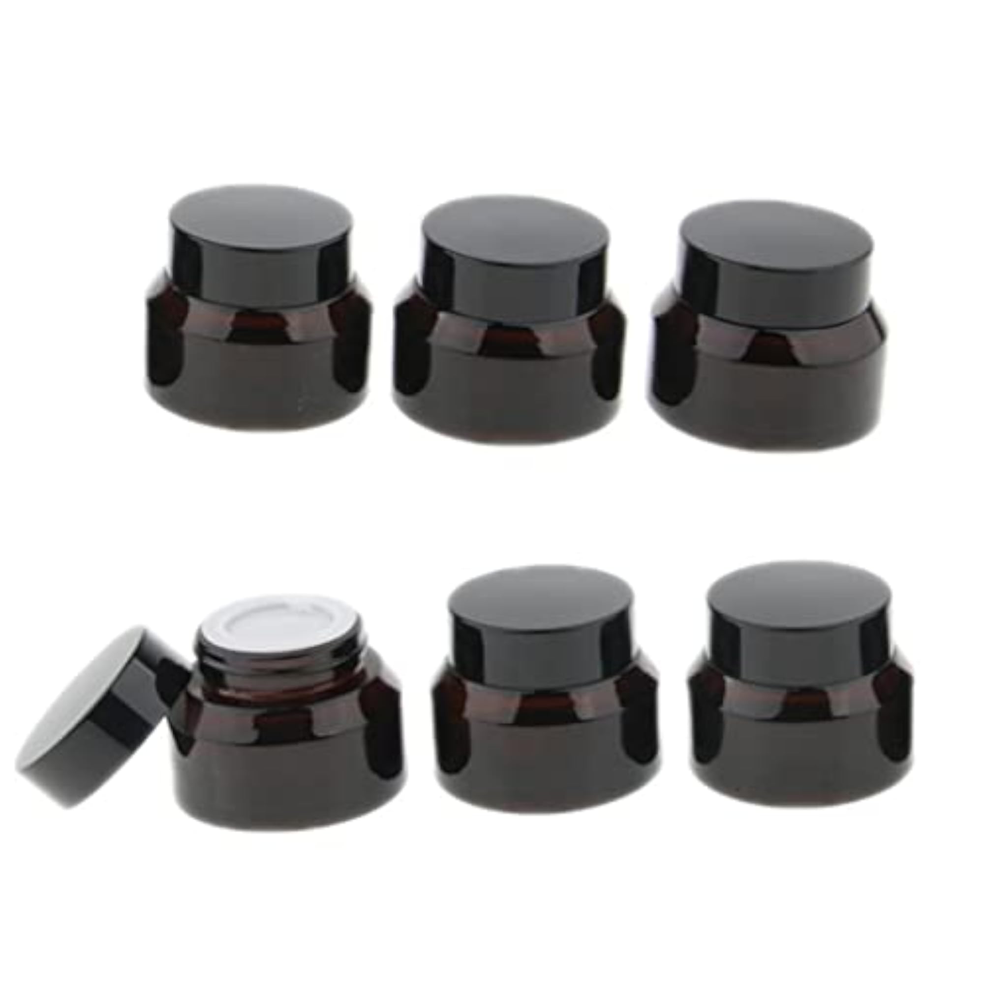 6 Pieces Refillable Glass Amber Cream Empty Lip Balm Container Jars 30g