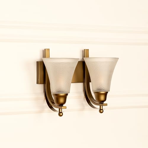 Image of Divine Trends Antique Brass Finish Double J Wall Light with Frosted Hammered Glass Shade for Living Room, Bedroom, Home Decoration, Hotel Wall Lamp Pack of 1