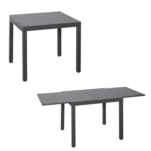 Table de jardin extensible en acier grain bois gris pour optimiser les petits espaces - 2