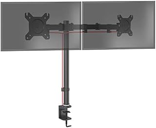 Duronic Dual Monitor Arm Stand DM152, Double PC Desk Mount, Black, Height Adjustable, For Two 13-27 LED LCD Screens, VESA 75/100, 2x 8kg/17.6lb Capacity, Tilt -90°/+35°,Swivel 180° Rotate 360°