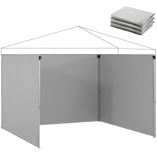 Outsunny 3er-Set Seitenteile für Pavillon 3x3 m Seitenwand mit Reißverschluss UV Schutz wasserabweisend Seitenwände aus Oxfordstoff als Sichtschutz und Windschutz für Partyzelt Hellgrau