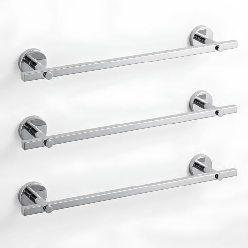Image of GLOXY Premium 24 Inch Towel Rod for Bathroom Combo Pack of 3 - Chrome Finish Stainless Steel Wall Mount Bathroom Rod for Clothes - Rust Proof Bathroom Fittings Accessory Bath Towel Holder for Home