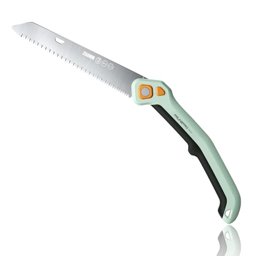 PrunePro Folding Pruning Saw, 9.5 Inch Super Sharp SK5 Triple-Cut Blade, 3 Adjustable Cutting Angles, Ergonomic Non-Slip Grip, Lightweight, Portable Hand Saw for Tree Trimming, Camping, Gardening