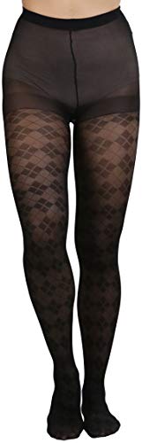 Image of ToBeInStyle Women's Argyle Checkered Diamond Rhombus Net Opaque Sheer Tights Pantyhose