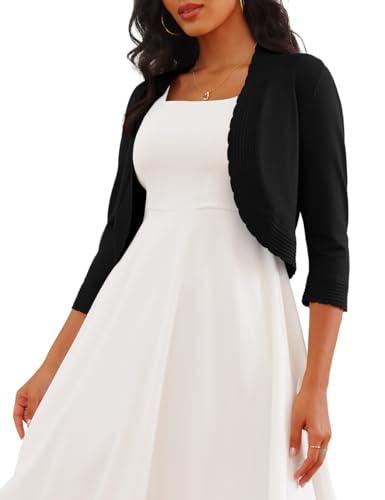 CPOKRTWSO Women's 3/4 Sleeve Cropped Cardigan Sweaters Open Front Bolero Shrugs for Women S-XL2