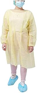 10 Pack Yellow Polypropylene Isolation Gowns for Medical Procedures, Disposable Contact Precautions Gowns