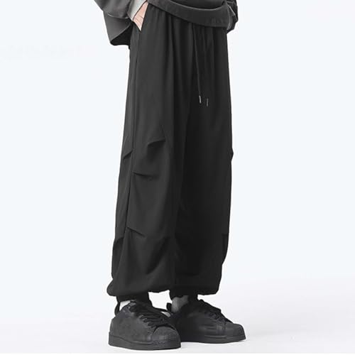 Men's Y2K Wide Leg Baggy Cargo Sweatpant Casual Loose Ruched Jogger with Pockets Trendy Streetwear Trousers Plus Size 7