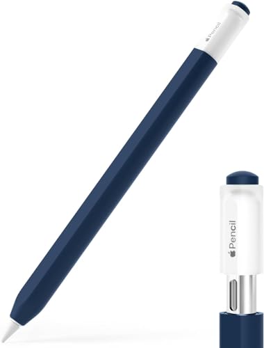 Image of Pencil Case for Apple Pencil (USB-C) 3rd Generation Silicone Protective Cover Sleeve, Supports Magnetic Attachment 3rd Gen (Navy Blue)