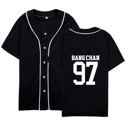 SKZ Baseball Jersey Skz Felix Bangchan Hyunjin Lee Know Button Down Short Sleeve T-Shirts Tee Top for Women