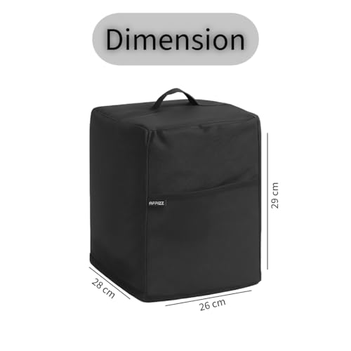 Image of Mixer Grinder Cover Free Size | Waterproof Dustproof Polyester Appliance Cover | Fits Most Mixers Up to 26 x 28 x 29 cm | With Front Storage Pocket & Easy Carry Handle (Black)