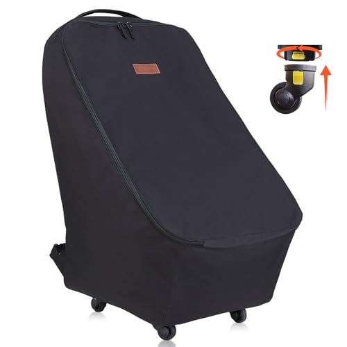 Image of SiTongXing Car Seat Travel Bag for Airplane with Wheels - Detachable Wheels, Car seat bags for air travel with Durable & Waterproof fabric for Safe and Easy Travel (Black) (Premium)