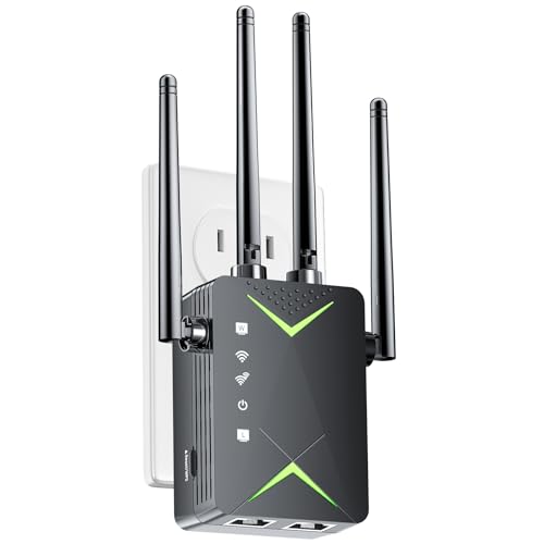 Powerful WiFi Extender Signal Booster, Up to 15,000 Sq Ft & 60 Devices, Whole Home Coverage Internet Repeater Works with Any Router | Plug and Play