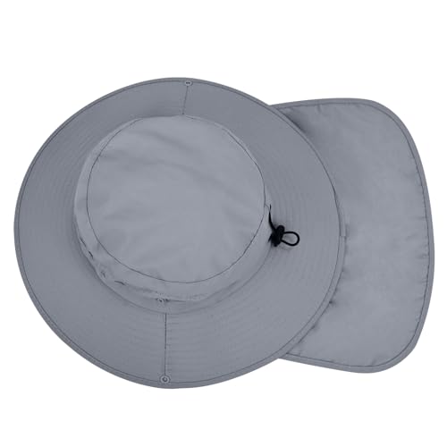 Image of Sun Hats for Men Women, UPF50+ Protection Safari Hat,Wide Brim Fishing Hat with Neck Flap,Bucket Hats for Beach Hiking
