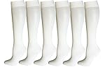 Differenttouch 6 Pairs Pack Women Opaque Stretchy Spandex Knee High Trouser Socks (White)