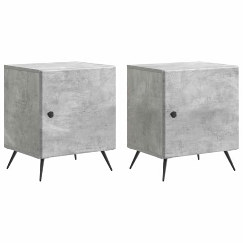 Teenpull Juego de 2 mesitas de noche de color gris hormigón de madera 43 x 34,5 x 50 cm con cajón y compartimento, mesa auxiliar versátil para dormitorio, salón, solución de almacenamiento compacta