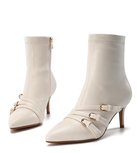 Knee High Boots for Women Strappy Buckles Stiletto Heel Pointed Toe Side Zipper Soft PU Leather Sexy Dress Long Boots and Ankle Booties3