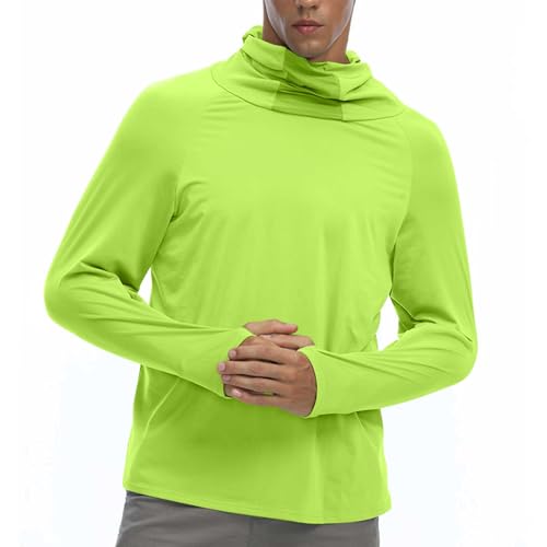 Mens Rash Guard Long Sleeve Hoodies with Mask UPF 50+ Hooded UV Sun Protection Shirts Outdoor Hiking Fishing Swim Top2
