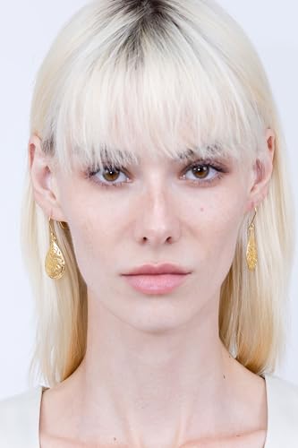 Hoops & Loops 925 Sterling Silver Teardrop Filigree Dangle Hook Earrings for Women, Silver, Yellow and Rose Gold Flashed Sterling Silver3