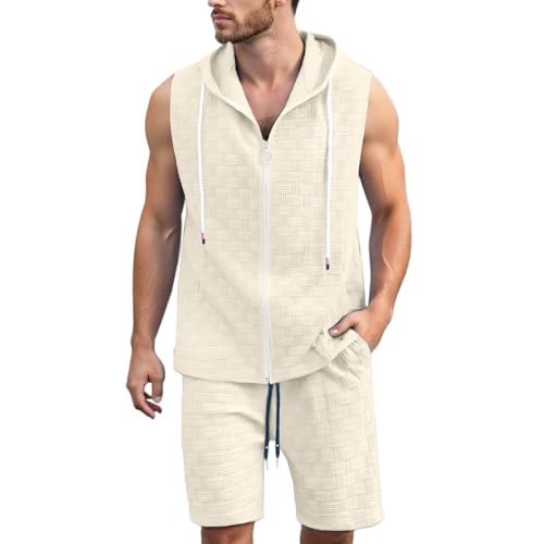 Cardigan à capuche et short assorti pour homme ensemble décontracté uni