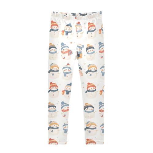 KLL Christmas Cute Snowmen Little Girls Athletic Leggings Stretchy High Waisted Pants Sports