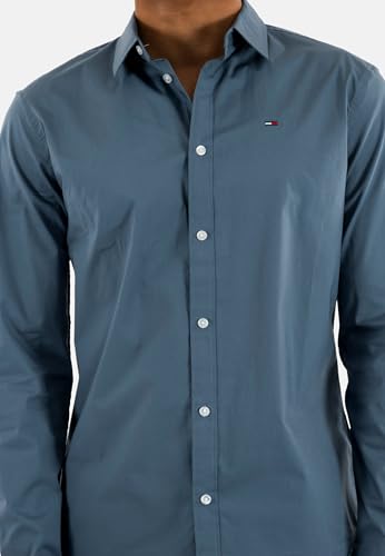 Tommy Jeans Herren Hemd Original Stretch Langarm, Blau (Blue Moment), S – Ansicht 4