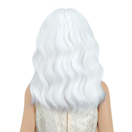 Image of PATTNIUM White Wig Kids Child Short Curly White White for White with Bangs Synthetic Hair Girls (White)