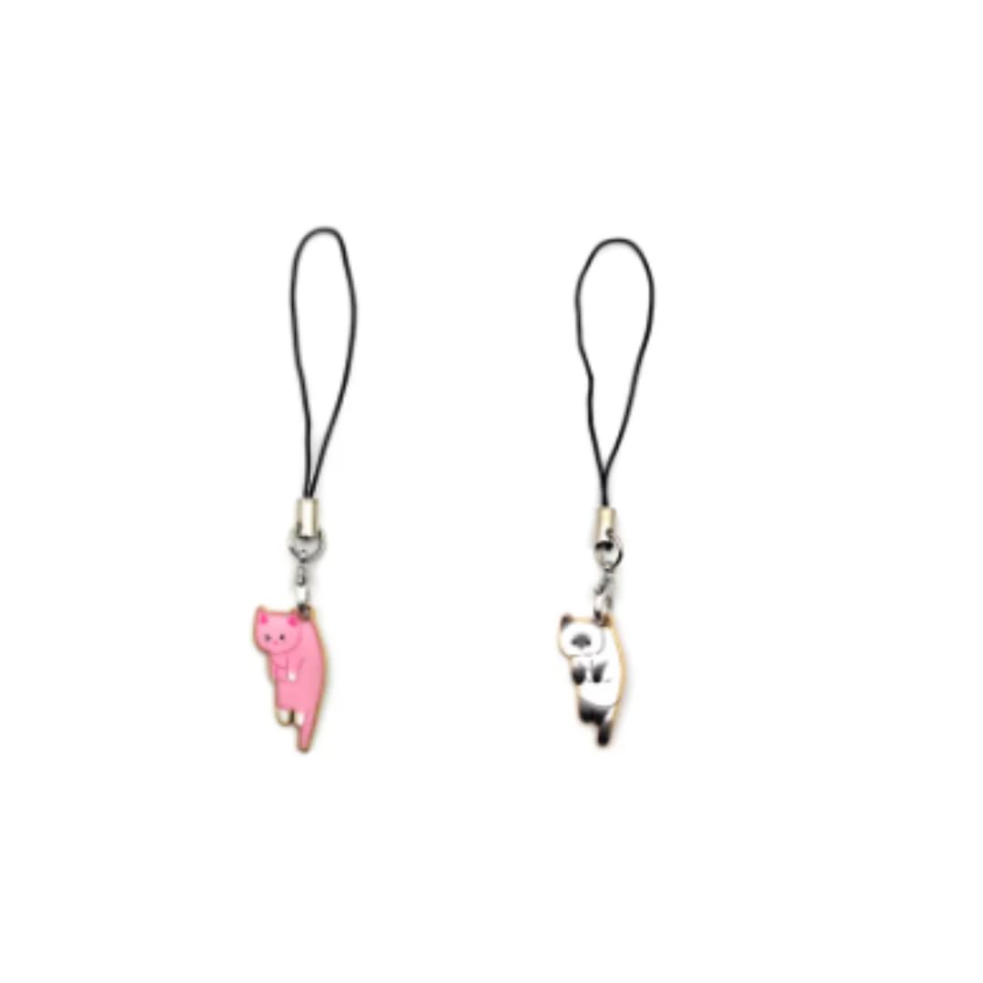 Metal 2 Pieces Cat Charm For Mobile Phone Kawaii Cell Phone Charms Strap Cute Hanging Cat Backpack, Wallet, Keychain Pendant Accessories,Silver-image-10