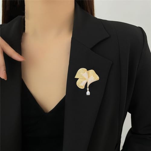 Image of Flower Brooch Pin - Rhinestone Flower Pin 18k Gold Plated - Thanksgiving Day, Birthday, Wedding Gifts for Mom, Wife