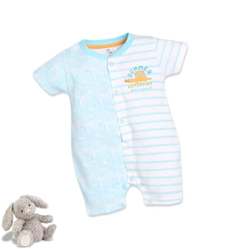 Image of BABY GO Half Sleeve Cotton Baby Boy Round Neck Romper Dress (3-6M,Skyy)
