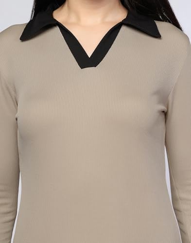 Image of Selvia Women's Trendy Ragular Fit Western Top, Ribbed Lycra TN-Shirt for Woman Stylish.