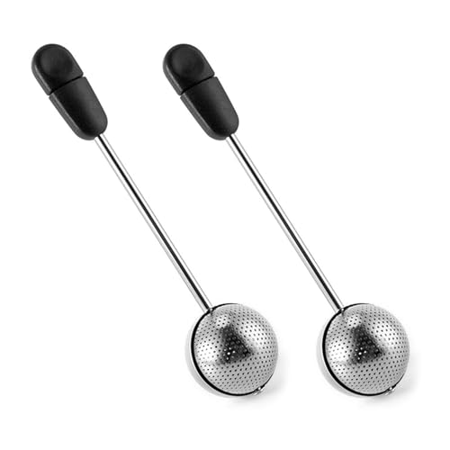 Rdxanc Juego de 2 infusores giratorios para infusores de hojas y mango largo, difusores de forma de filtro, coladores de té