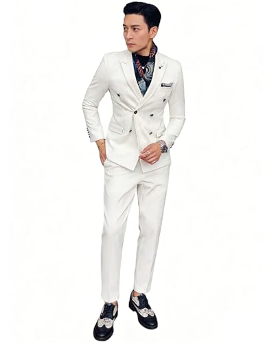 Costume de mariage pour homme chic à double boutonnage et revers cranté