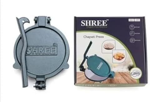 Image of Manual Puri & Dough Press Machine (7 Inch) | Steel Body with Stainless Steel Plate | Multi-Purpose Papad, Khakhra, Empanada & Pathiri Maker | Hand Press for Home Kitchen