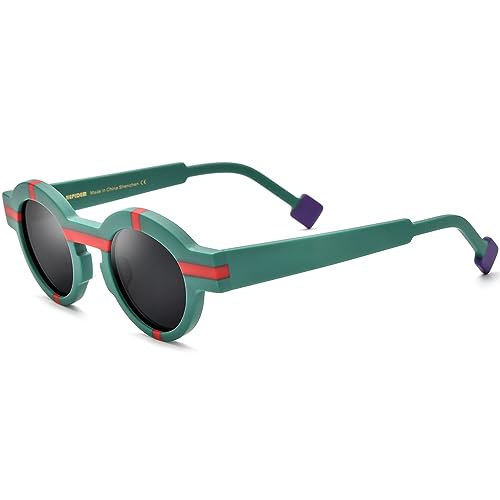 Image of HEPIDEM Matte Acetate Vintage Retro Round Polarized Sunglasses for Women UV400 UV Protection Sun Glasses