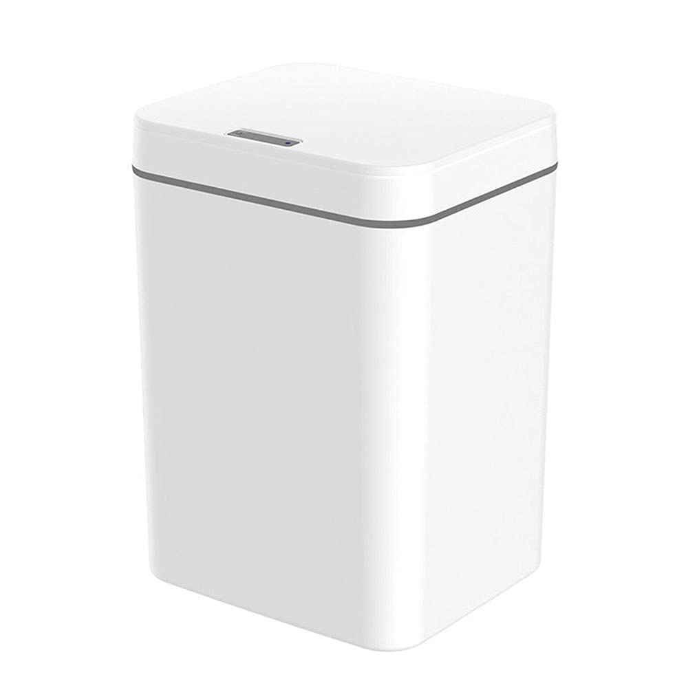 Trash Can Automatic Touchless Intelligent Induction Motion Sensor Waste Bin Built-in LED Light Kitchen Office Bathroom(White)
