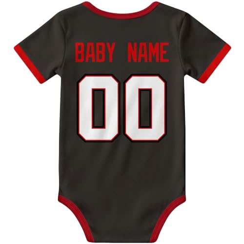 Image of KREDE Baby Clothes Custom Name Bodysuit for Baby Boy Gifts | Short Sleeves Bodysuit with Custom Number Name