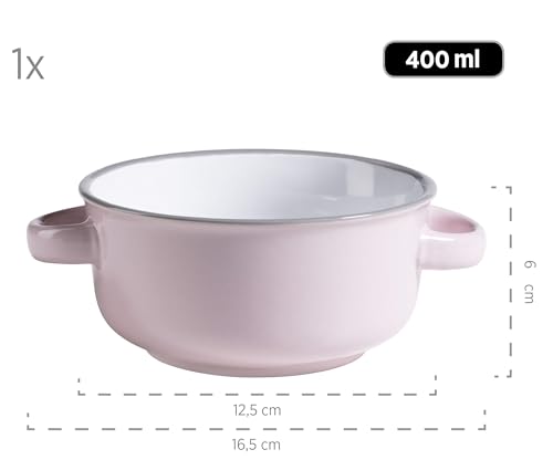 Foto von Mäser Suppentassen-Set, 400ml, Keramik Maila, Hellblau, Hellgrün, Rosa, Grau