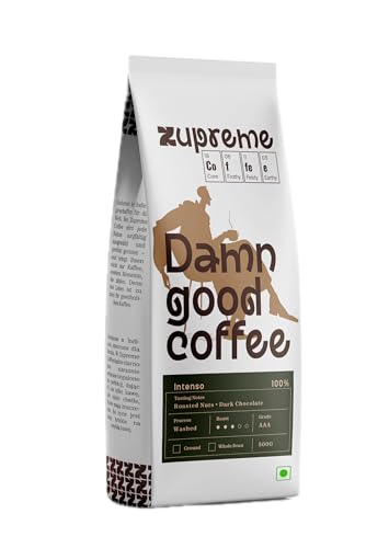 Image of Zupreme Premium Coffee Intenso 100% Robusta, Dark Roast Coffee Beans, Bold High Caffeine Full Bodied, Whole Bean, 500 Grams