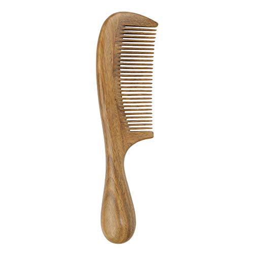 Hair Comb - Wood with Anti-Static, for Detangling, Straight, Thick, Curly Hair; Handmade Natural Green Sandalwood Wooden Combs for Men,Women (Fine Tooth Comb)