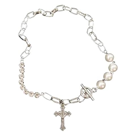 Miotlsy Cross Pendant Pearl Necklace Jewelry Gifts Women Girls Necklace Jewellery for Women and Girls Cover