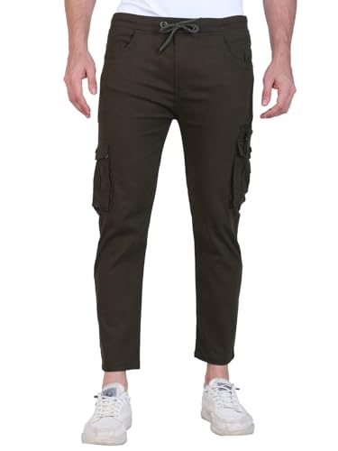 Image of Men's Cargo Pants with Pockets, Cotton Joggers, 6 Pocket Casual Trousers, Track Pants for Office and Parties, Comfortable