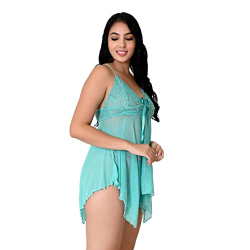 Image of Love Maker Women Solid Soft Fabric Babydoll V-Neck Wedding Nighty Above Knee Lingerie S-3XL