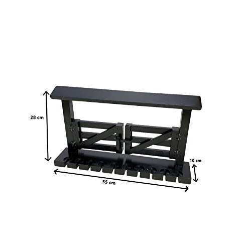 Porta Espetos De Churrasco Madeira Preto/Suporte Até 10 Unidades